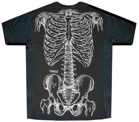 maglietta con scheletro