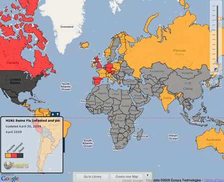 mappa diffusione influenza suina